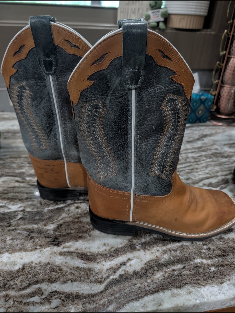 Children's Two-Tone Tan and Blue Cody James Western Cowboy Boots